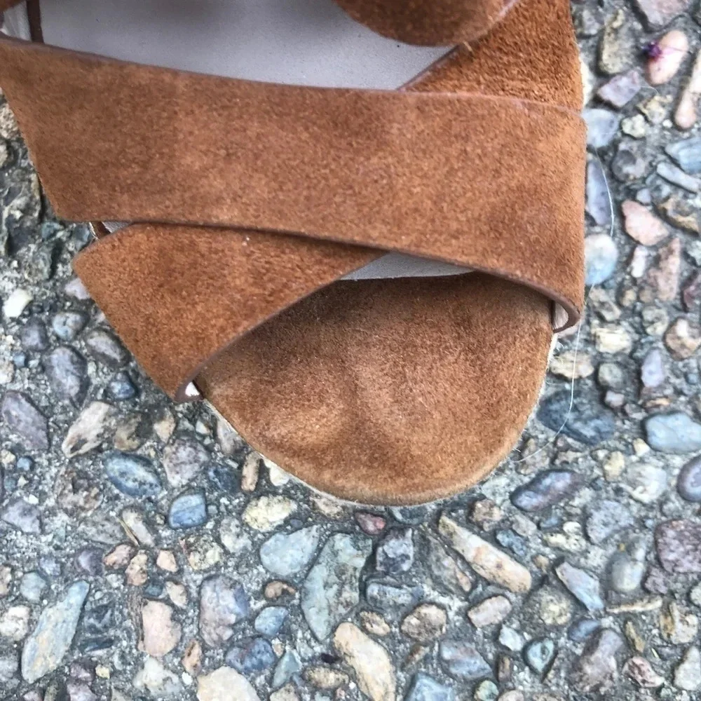 Kors Michael Kors Brown Suede Platform Espadrille Wedge Sandals Size 8.5 M